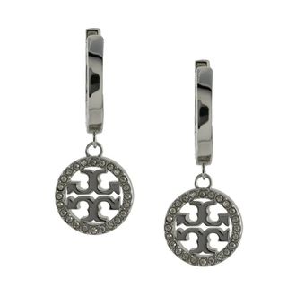 Tory Burch Pave Huggie Hoop Pendiente Accesorios - Accessories - Mujer - Gris - ONE SIZE