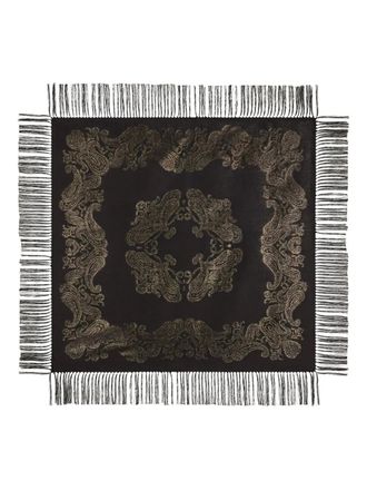 Etro fringed scarf - women - Silk/Metallic Fibre - One Size - Black