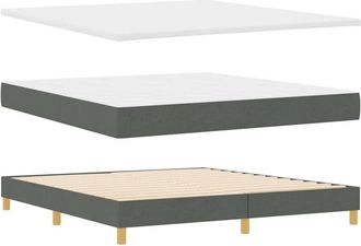 vidaXL Vidaxl - Cama Con Somier Y Colch&oacute;n Crema 90x200 Cm Fabric Gris Oscuro