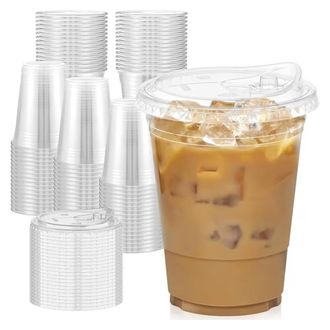 OEM Vaso - 480 Ml - Con Tapa Para Beber - Transparente - 100 Unidades