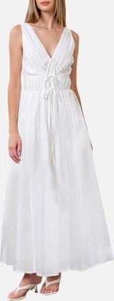 Moon River Sleeveless Pleated Sundress in White at Nordstrom Rack, Size Medium