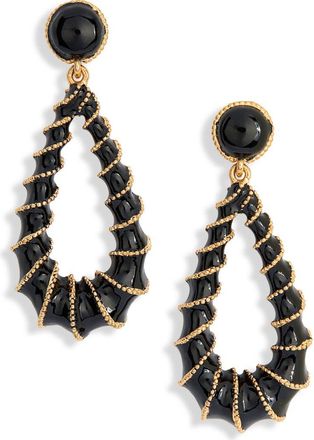 Kenneth Jay Lane Black Enamel Teardrop Earrings in Gold at Nordstrom Rack