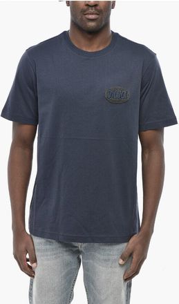 Diesel Solid-Color Crew Neck T-Shirt T-JUST-SMALL with Embroidered size 3xl