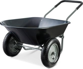 Best Choice Products Dual-Wheel Home Wheelbarrow Yard Garden Cart for Lawn, Construction