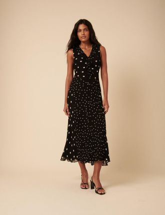 Nobody's Child Poppy Delevingne Black Polka Dot Pandora Midi Dress