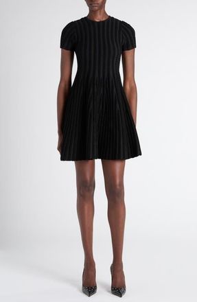 Alexander McQueen Chenille Stripe Sweater Dress in Black at Nordstrom, Size 10 Us