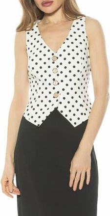 Alexia Admor Liliana Button Front Vest in Ivory Polka at Nordstrom Rack, Size 14