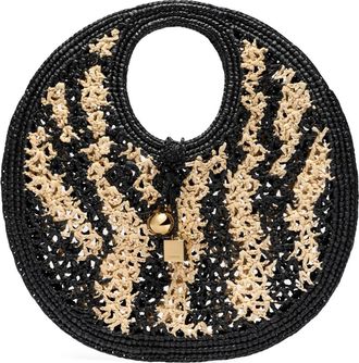 Jacquemus La Croisi&egrave;re Spiaggia raffia clutch - Zwart