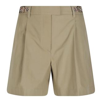Burberry Check Trim Cotton Poplin Shorts - female - Burberry - Casual Shorts - Beige - 2XS - Shorts