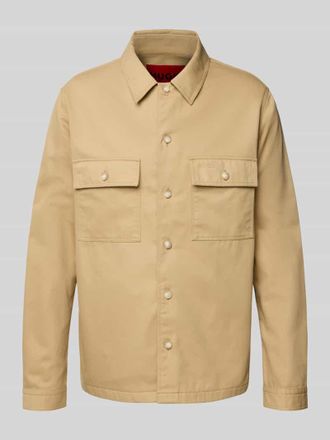 HUGO BOSS Hemdjacke mit Knopfleiste Modell Epoldo in Beige, Gr&ouml;&szlig;e S