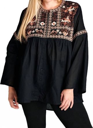 Velzera Embroidered Button Down Shirt In Black