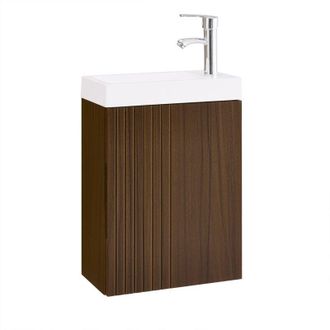 SoBuy SoBuy Mobile Sottolavabo con 1 Anta, Armadietto Bagno, Mobile Sospeso con Lavabo, Mobiletto Salvaspazio, Marrone, 40x22x56 cm BZR196-BR