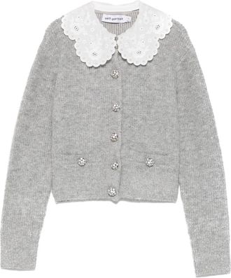 Self Portrait Scalloped-collar Embellished Cardigan
