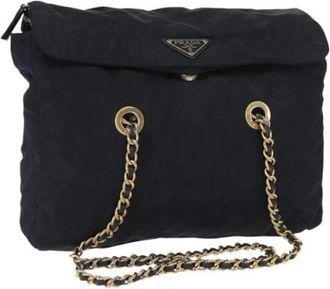 Prada Pre-owned Shoulder Bags, female, Blue, Size: ONE SIZE Pre-owned Nylon Shoulder Bag