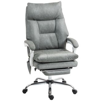 HOMCOM Office Chair with Adjustable Lumbar Support - Computer Chair - Grey | TJ Hughes