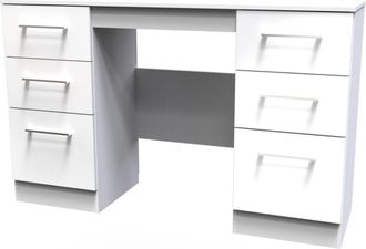 Welcome Furniture Wellington Ready Assembled Double Pedestal Desk with 6 Drawers - White Matt & White - Welcome Furniture | TJ Hughes