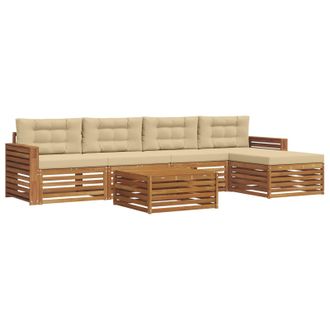 vidaXL Conjunto De Sof&aacute;s De Exterior Con Coj&iacute;n 6 Pcs Natural Y Beige Vidaxl
