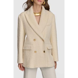 DKNY Faux Shearling Wool Blazer in Ivory at Nordstrom, Size Medium