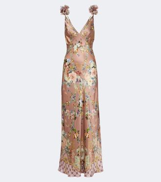 Camilla Floral silk satin slip dress