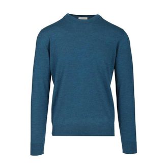 Ballantyne Crewneck Jumper in Extrafine Merino Wool - male - Ballantyne - Round-neck Knitwear - Blue - 2XL - Knitwear