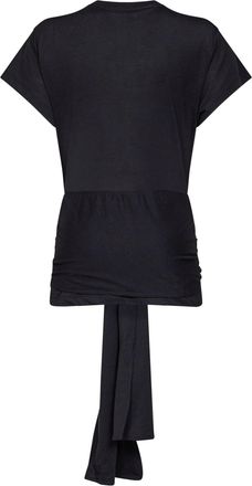 Toteme Womens Tie-Waist Jersey Top, Black Lyocell Tops