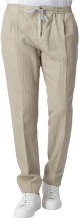 Pantaloni Torino Pleated Broeken - Heren - Slim Fit Broeken - Beige - 2XS - Leer - Broeken