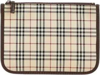 Burberry Pre-owned Clutches, female, Beige, Size: ONE SIZE Pre-owned Canvas Pouch