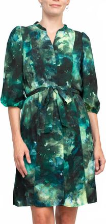 Nanette Lepore Print Chiffon Dress In Teal Multi