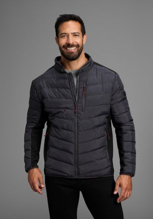 Man's World Steppjacke MANS WORLD, Herren, Gr. L, grau (anthrazit), Web, Obermaterial: 100% Polyester. Futter: 100% Polyester. Wattierung: 100% Polyester, paspeli