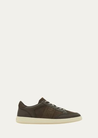 Ferragamo Mens Sergio Leather Gancio Low-Top Sneakers