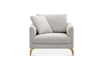 Castlery Lena Armchair Customized, (Performance Fleece) Medium Grey (Brass Legs), Spill Resistant, Removable Covers for Castlery