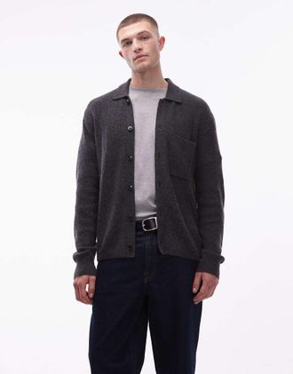 Tommy Hilfiger Giacca coach in maglia a coste inglesi grigia con bottoni-Grigio