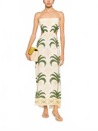 Johanna Ortiz Tactile Winds Dress In Ecru/ Green