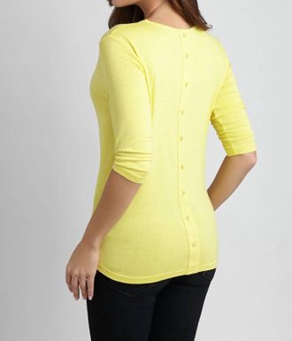 Angel Button-Back Scoop Neck Top In Yellow