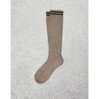 Brunello Cucinelli WomenS Nutmeg Wool Blend Ribbed Socks, Size M