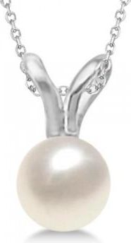 Allurez White Akoya Cultured Pearl Solitaire Pendant 14K White Gold (6mm)