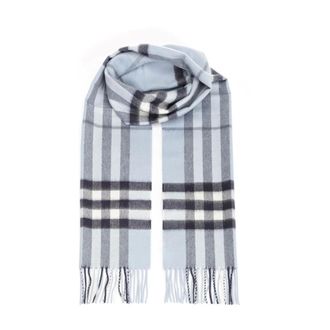 Burberry Cashmere Check Scarf - unisex - Burberry - Winter Scarves - Blue - ONE SIZE - Accessories