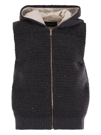 Fabiana Filippi hooded sequin gilet - Grey