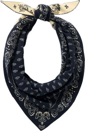 Guest In Residence Bandana-Print Wool and Cashmere Scarf - Navy