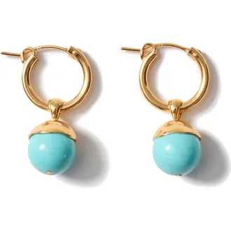 Chan Luu Semiprecious Stone Bell Hoop Earrings in Turquoise at Nordstrom