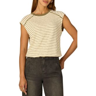 Wit & Wisdom Stripe Scoop Neck Knit Top in Ivory/Olive at Nordstrom, Size X-Large
