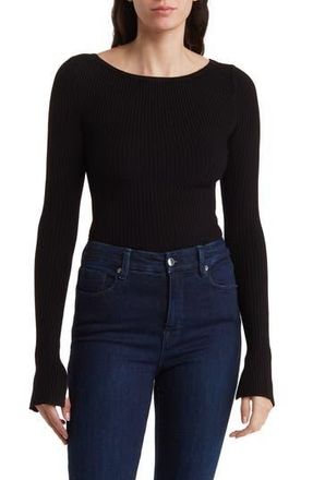 By Design Amiri Stripe Boat Neck Crop Sweater in Black at Nordstrom Rack, Size Large