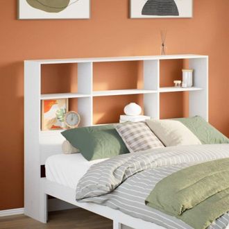 vidaXL Vidaxl - Testiera con Ripiani Bianca 120 cm in Legno Massello di Pino