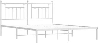vidaXL Vidaxl - Metal Bed Frame without Mattress with Headboard White 183x213cm