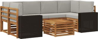 vidaXL Conjunto De Sof&aacute;s De Exterior 7 Uds. Natural Y Gris Claro Vidaxl