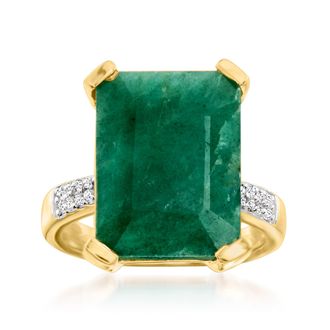 Ross-Simons Emerald and. White Topaz Ring in 14kt Gold Over Sterling
