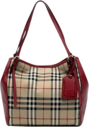 Burberry Pre-owned Shoulder Bags, female, Multicolor, Size: ONE SIZE Pre-owned Canvas Shoulder Bag