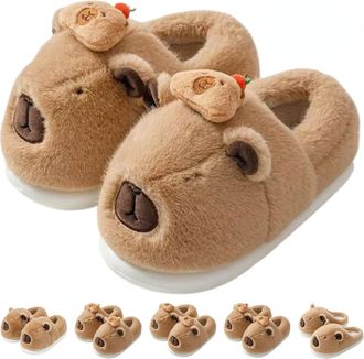 Generic Cartoon Capybara Slippers For Women & Men - Soft Plush Slippers, Plush 3D Cartoon Capibara Shoes (E, One Size, Adult, Women, 9.5, Numeric Range, UK Fo