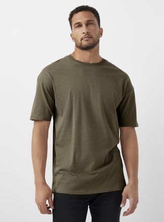 Le 31 Mens Solid organic cotton longline T-shirt Longline fit