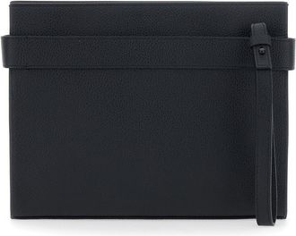 Ferragamo Mens Clutch Black Leather Calf Bags